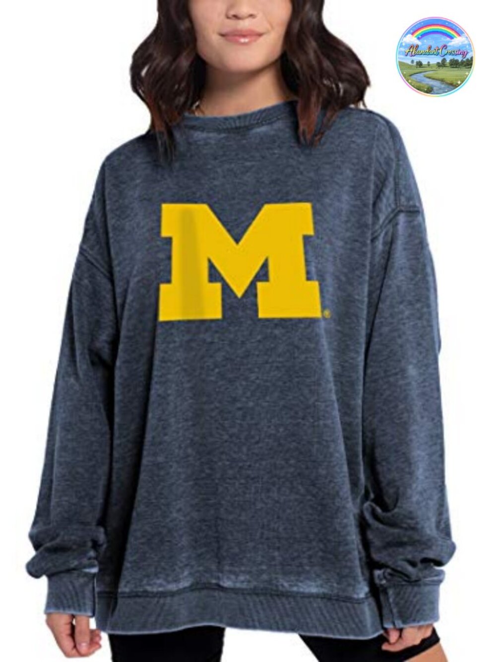 Michigan Wolverines NCAA Oversized Crewneck Fleece Sweatshirt Pullover